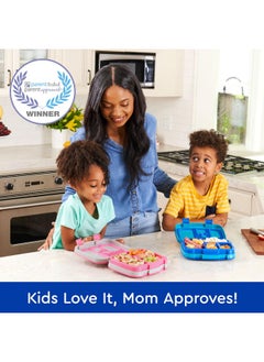 بنتجو صندوق غداء للأطفال من Bentgo Kids Prints، مقاوم للتسرب، بخمسة أقسام، بتصميم بينتو - أحجام مثالية للحصص للأعمار من 3 إلى 7 سنوات، متين، مقاوم للسقوط، آمن للاستخدام في غسالة الأطباق، ومصنوع من مواد خالية من مادة BPA (Sharks)  - Image 2