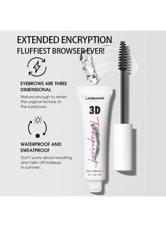 LANGMANNI 3D Eyebrow Glue,Professional Brow Gel For Shaping Long Lasting And Natural Brows  - Image 3