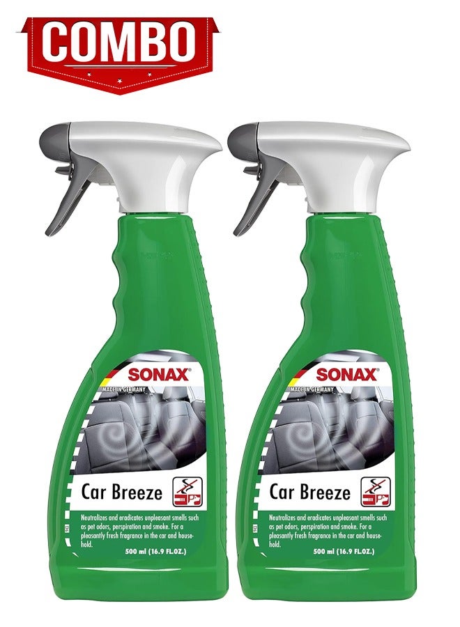 SONAX 2 Pieces Car Breeze Odor Eliminator Air Freshener Spray - 500ml (16.9 FL OZ) x2 - Image 1