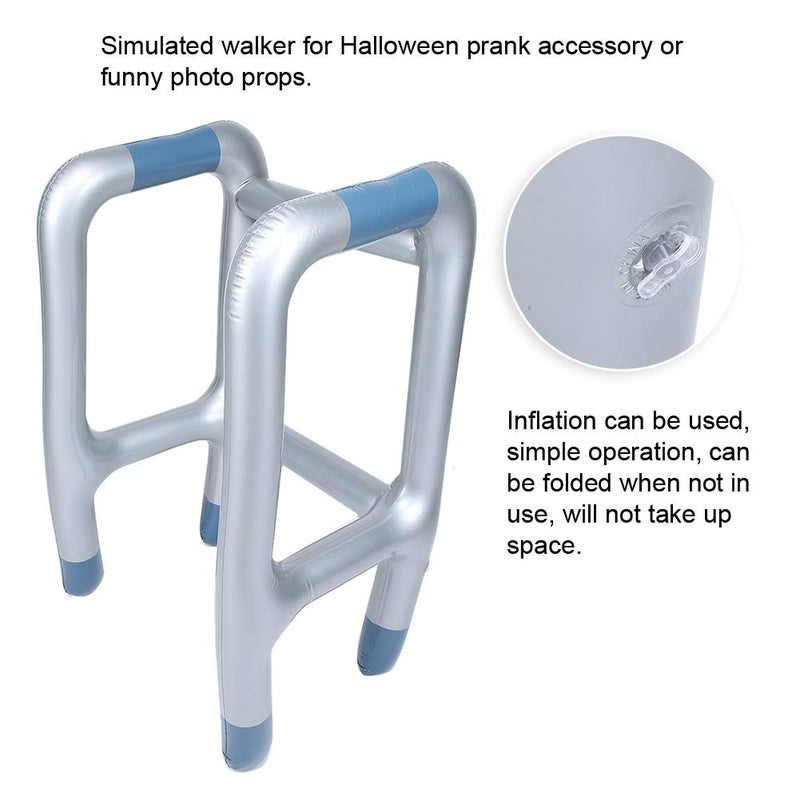 klarako Walking Flexible Stick, Inflatable Walker PVC Folding Halloween Prank Funny Party Cosplay Inflatable Blow Up Cane Walking Stick Crutch Costume Cosplay Supplies Joke Dress Up Walking(Armrest walker) - Image 5