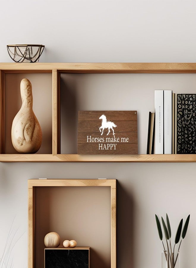 PHAMTE Horses Make Me Happy Sign Wood Plaque Sign Hanging Door Wall Decor, Gifts for Horse Lovers women girls, Horse Decor for Girls Room, horse decor for home 12x6 Inches Home Décor Accents - Image 3