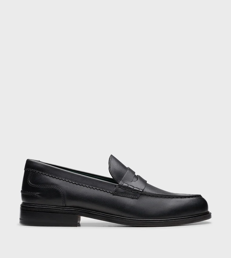 clarks CraftJames Lo Textured Black Loafers
