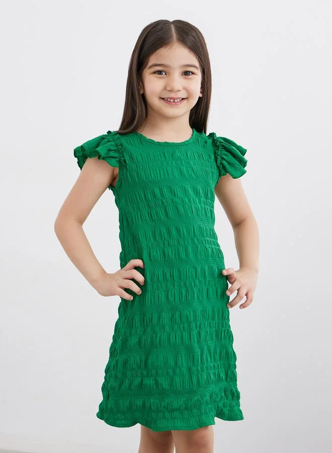 ستايلي Styli Girls Green Textured Knit Dress