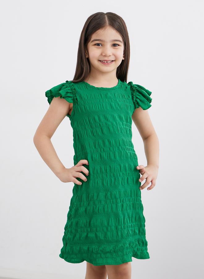 Styli Girls Green Textured Knit Dress - Image 2
