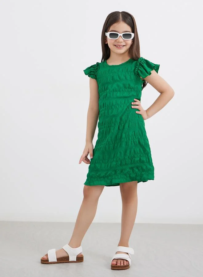 ستايلي Styli Girls Green Textured Knit Dress