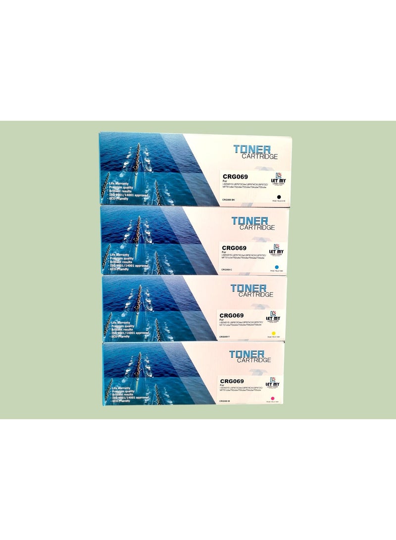 دعني خرطوشة حبر LET MY 069H 069 (مجموعة) بديلة متوافقة لخرطوشات حبر كانون CRG-069 CRG-069H لطابعات كانون i-SENSYS MF754Cdw وMF752Cdw وMF753Cdw وMF751Cdw وLBP674Cdw وLBP673Cdw - Image 1