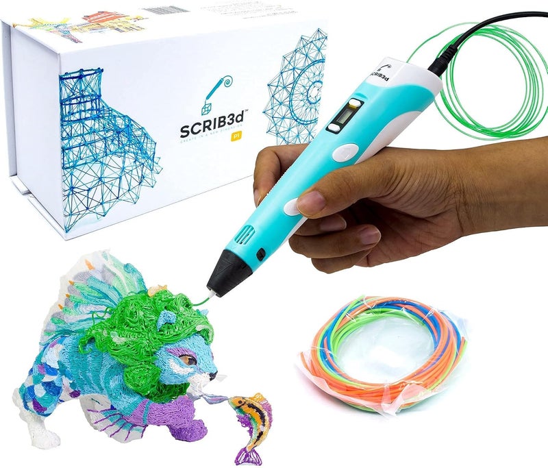 SCRIB3D 3D Printing Pen with Display - Includes 3D Pen, 3 Starter Colors of PLA Filament, Stencil Book + Multicolor Project Manual - Image 1