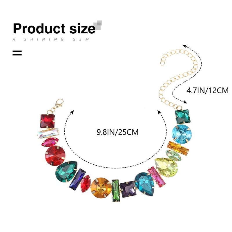 ACEDRE Colorful Crystal Choker Necklace Gold Sparkly Diamond Chokers Rhinestone Rave Prom Neck Chain for Women - Image 3