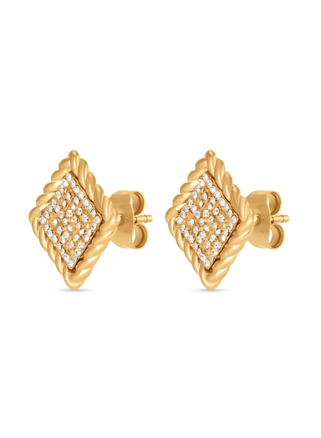 غاي لاروش أقراط سيسيل مطلية بالذهب بسلك ملتوي وكريستالات