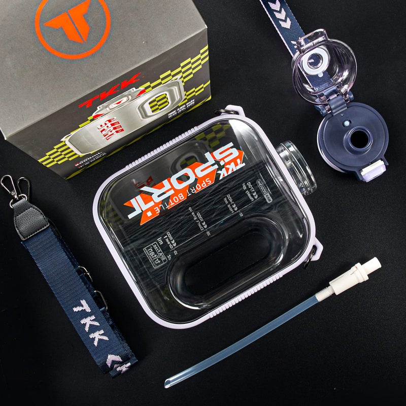 TKK زجاجة ماء TKK نصف جالون مع قشة سعة كبيرة زجاجة ماء بلاستيكية آمنة في غسالة الصحون 1/2 جالون 50 أونصة زجاجة ماء خالية من BPA تريتان للجيم اليوغا السفر التخييم في الهواء الطلق - Image 4