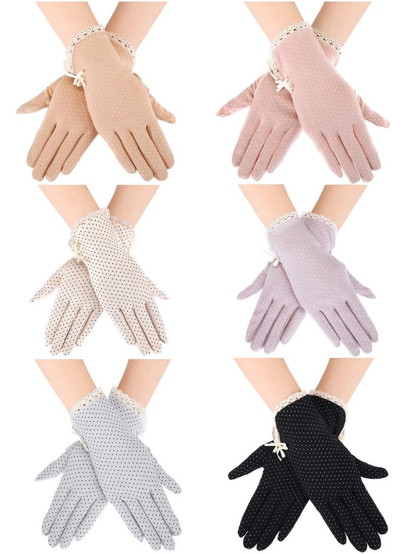 SFMW 6 Pair Women Protective UV Protection Summer Sunblock Touchscreen Gloves for Driving Riding 