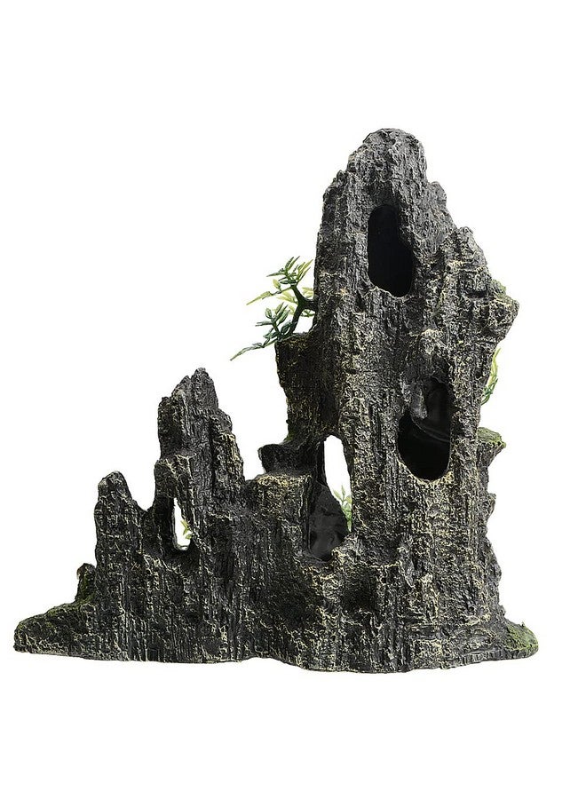 AnRui Large and Tall Aquarium Mountain View Stone Decorations Resin Betta Rock Aquascaping Hiding Cave Ornaments Fish Tank Accessories Decorations with Small Plants - Image 5