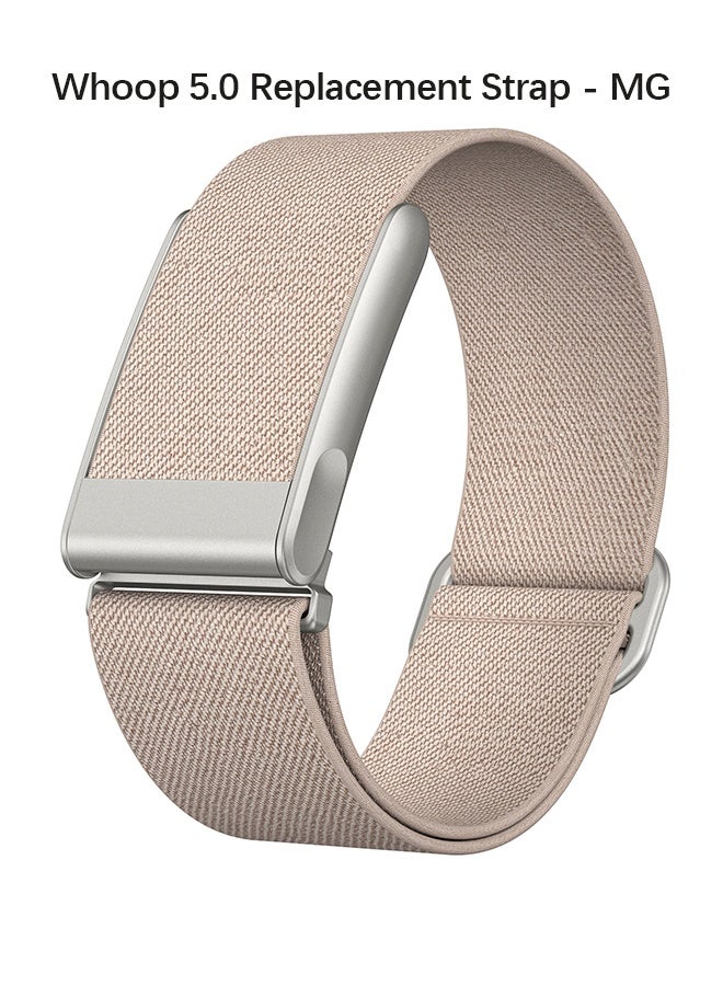 Wffo Elastic Nylon Sport Strap for Whoop 5.0 & MG Bands One, Peak & Life, Quick-Dry Breathable Wristband with Quick-Adjust Sliding Buckle Accessories for Men Women - Khaki/Silver Frame/Electrocardiogram Model - Image 1