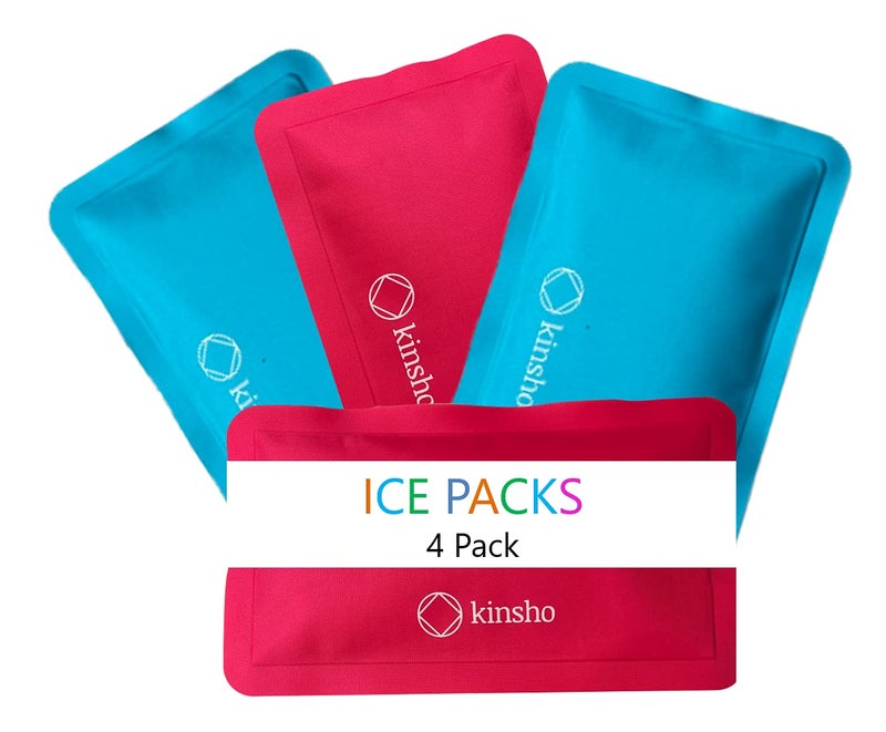 Kinsho Ice Pack for Lunch Box Kids Bag and Bento Boxes Reusable and Refreezable Soft Slim Pouches for Travel School Work or Camping Long Lasting Cold Flexible  Pink Turquoise 
