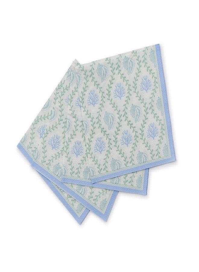 Two's Company Coastal 3-Ply Paper Cocktail Napkin, 5-Inch, Set of 30 - Image 1