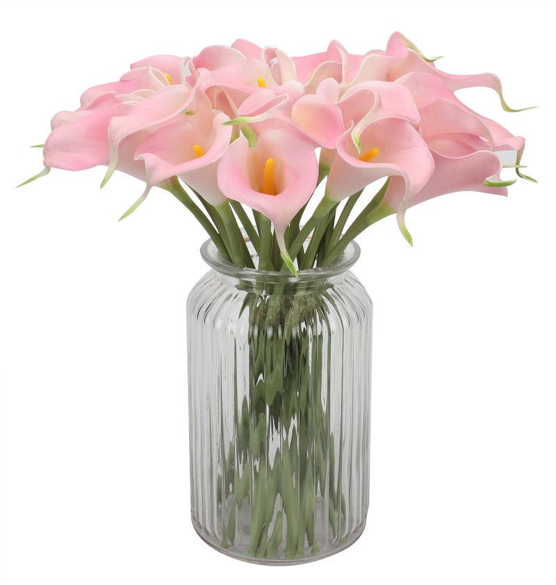 Duovlo 20pcs Calla Lily Bridal Wedding Bouquet Lataex Real Touch Artificial Flower Home Party Decor (Pink) - Image 4