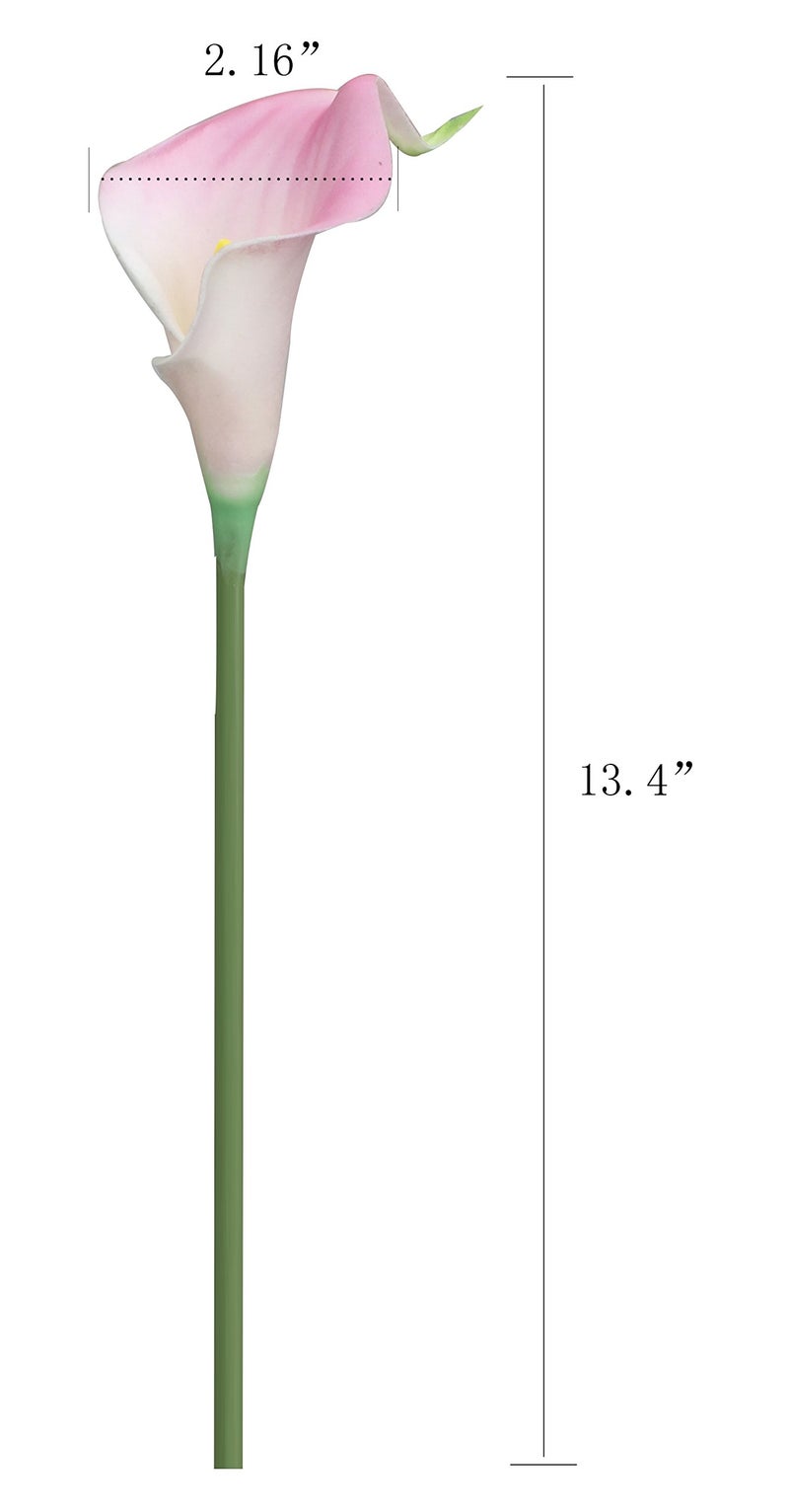 Duovlo 20pcs Calla Lily Bridal Wedding Bouquet Lataex Real Touch Artificial Flower Home Party Decor (Pink) - Image 2