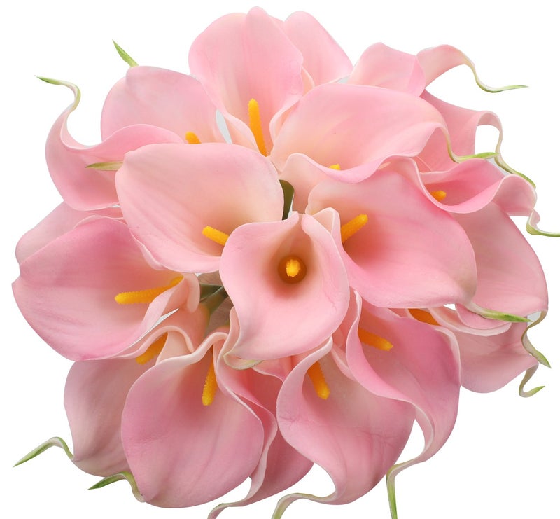 Duovlo 20pcs Calla Lily Bridal Wedding Bouquet Lataex Real Touch Artificial Flower Home Party Decor (Pink) - Image 1
