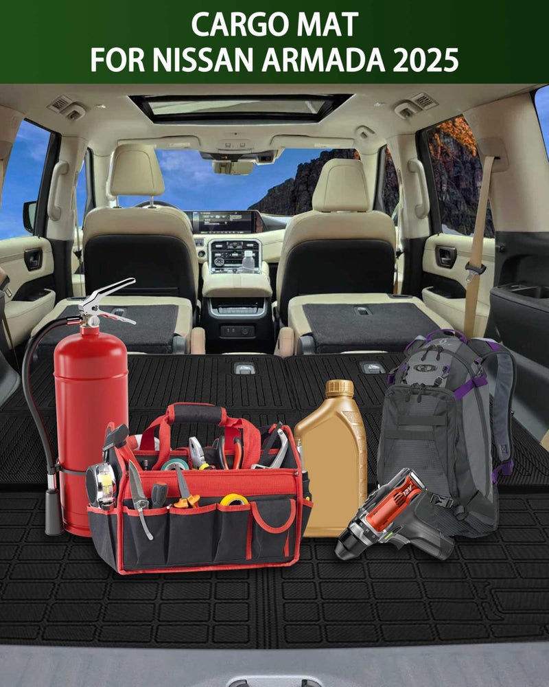 CaBYbigG Cargo Mat with Backrest Cover Cargo Liners for Nissan Armada 7 Seats 2025 Infiniti QX80 2025 Accessories Trunk Mat TPE Dog Liners - Image 2