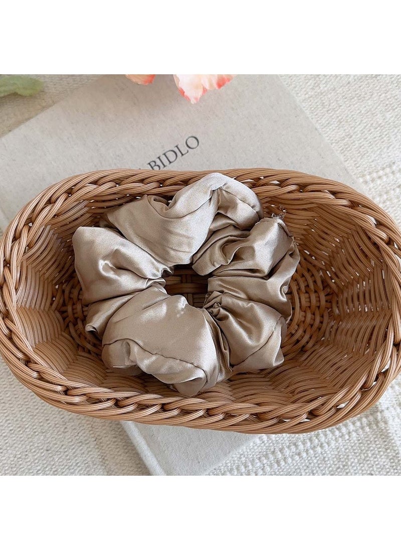 Loquat Luxury Velvet Hair Ties Strong Elastic Bands Light brown