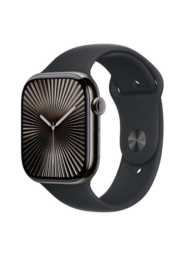 Apple Watch Series 10 Gps  Cellular 42Mm Slate Titanium Case With Black Sport Band  Sm Black - Image 1