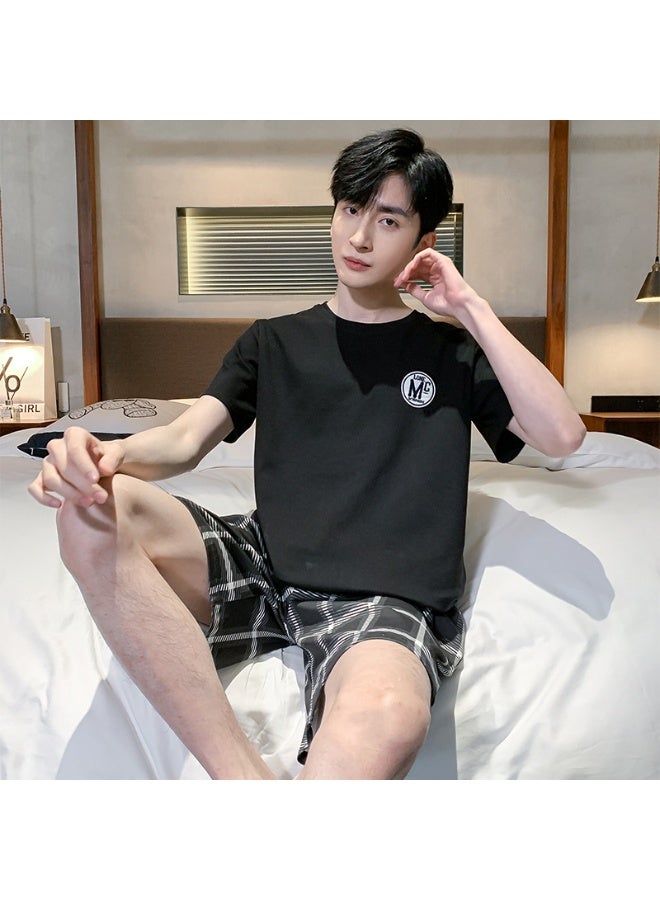 Man's Shorts Summer Cotton Pajamas Sleepwear Elegant Homsuits for Boy Casual Pijamas Leisure Minimalist Mens Loungewear - Image 1