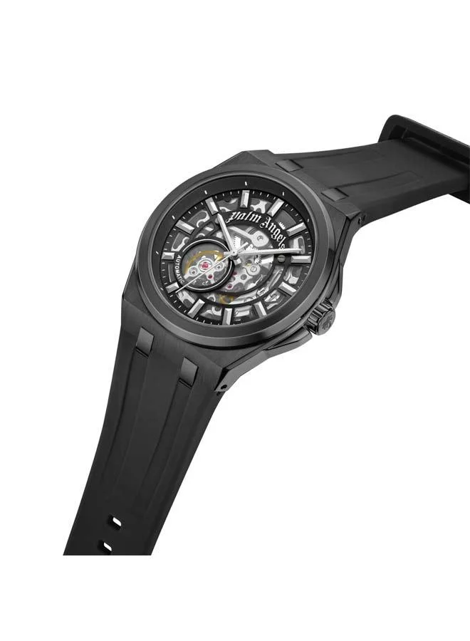 Palm Angels Altera Black Dial Black Silicone Strap Analog Watch for Men, 43mm