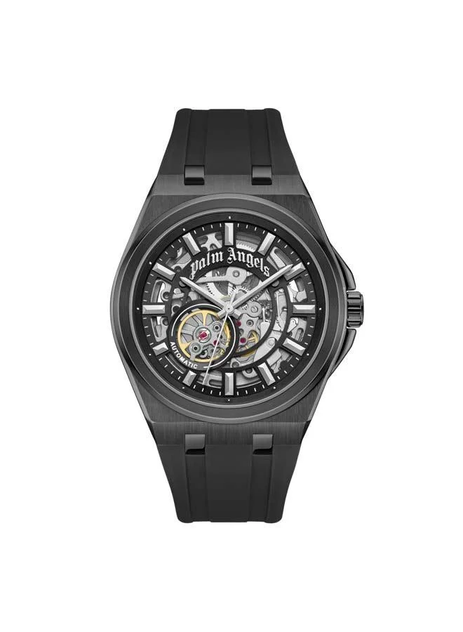 Palm Angels Altera Black Dial Black Silicone Strap Analog Watch for Men, 43mm