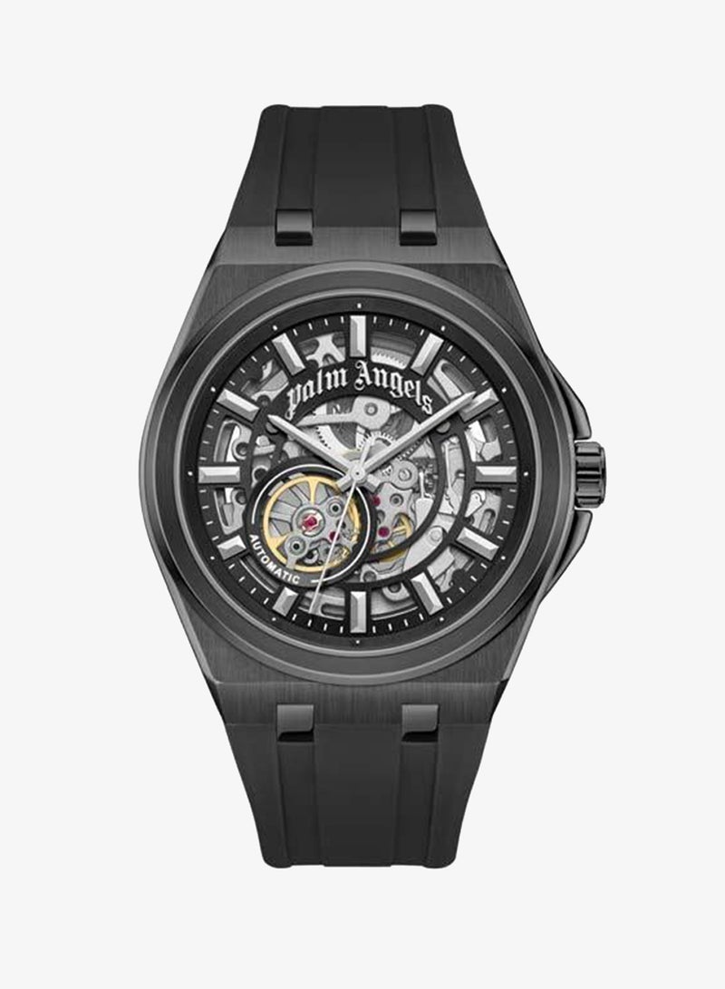 Palm Angels Altera Black Dial Black Silicone Strap Analog Watch for Men, 43mm - Image 1