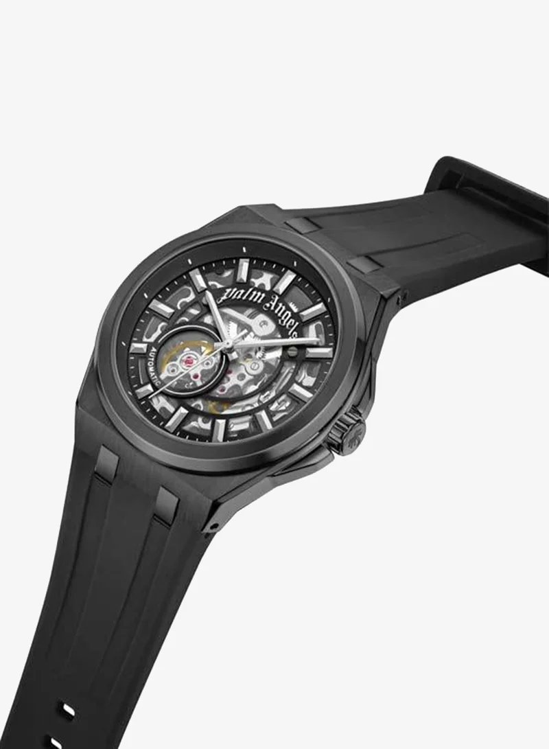 Palm Angels Altera Black Dial Black Silicone Strap Analog Watch for Men, 43mm