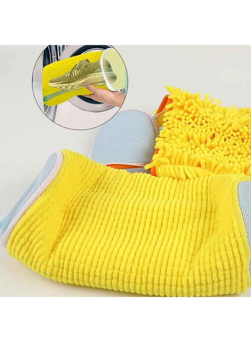 2Pcs Large Shoe Washing Machine Bag Extra Thick Laundry Shoe Bag for Washer and Dryer 360 Degree Deep Clean Shoes Laundry Bag Reusable Shoe Bag for Sneaker Washing Machine Bags Yellow - Image 4