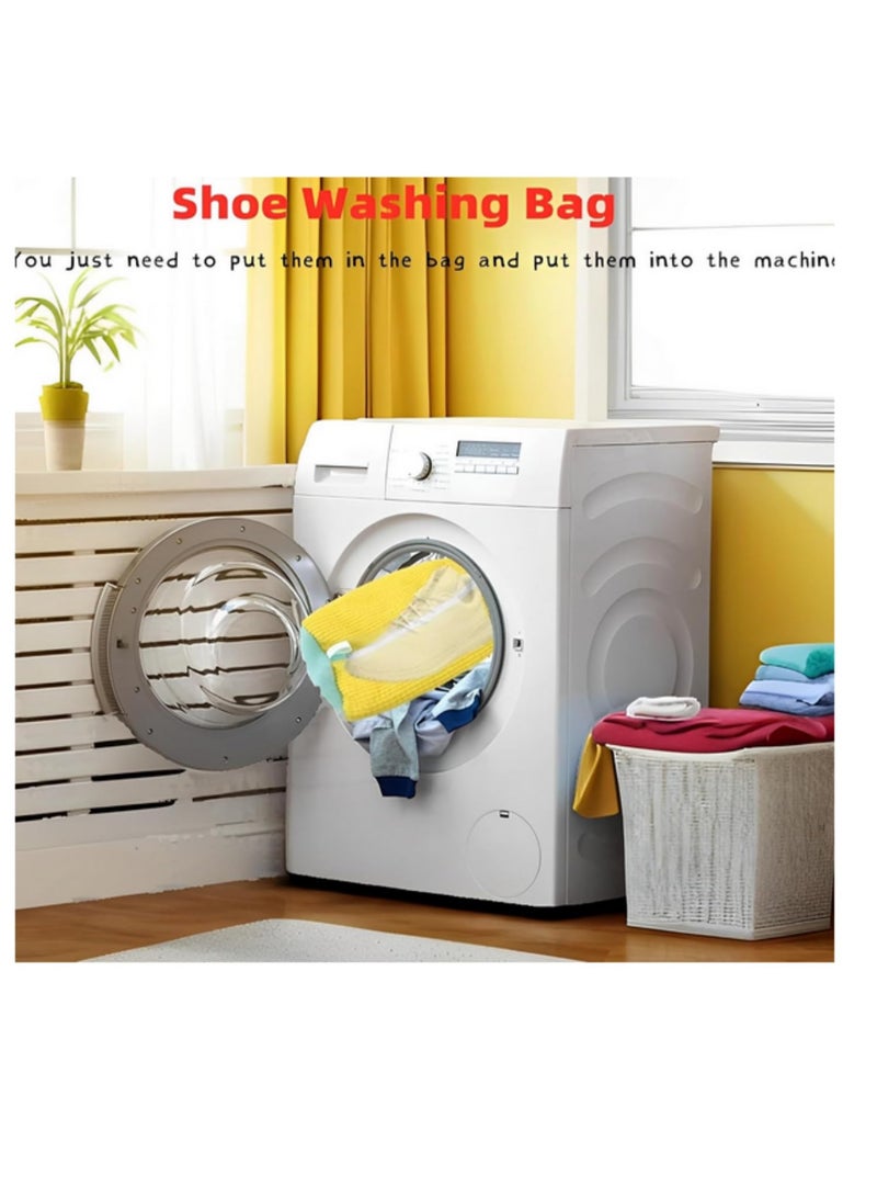 2Pcs Large Shoe Washing Machine Bag Extra Thick Laundry Shoe Bag for Washer and Dryer 360 Degree Deep Clean Shoes Laundry Bag Reusable Shoe Bag for Sneaker Washing Machine Bags Yellow - Image 5