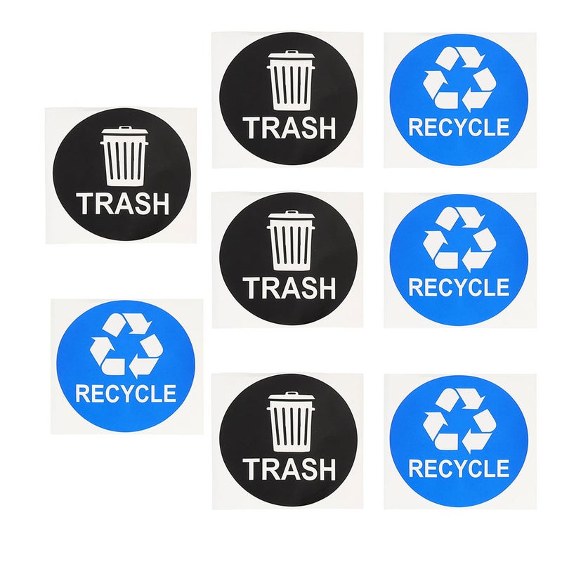 8pcs Trash Classification Decal Trash Recycling Label Sticker Waste Bin Sticker - Image 1