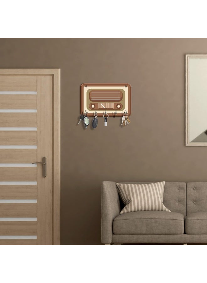 Artvibes Unique Stylish Wooden Key Holder for Wall Decor with Stylish Stainless Steel 5 Hooks Beautiful Key Organizer for Home Decoration(KH_802N) - Image 3
