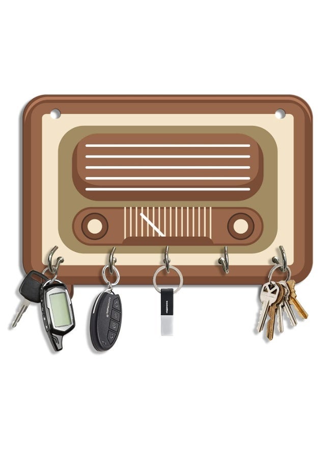 Artvibes Unique Stylish Wooden Key Holder for Wall Decor with Stylish Stainless Steel 5 Hooks Beautiful Key Organizer for Home Decoration(KH_802N) - Image 1