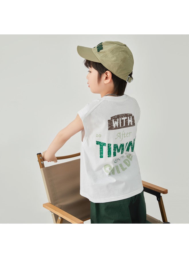 Soft And Comfortable, Cool And Non-sticky】boys' Sleeveless Vests 2025 Summer Children's Sleepless Printed T-shirts - Image 4