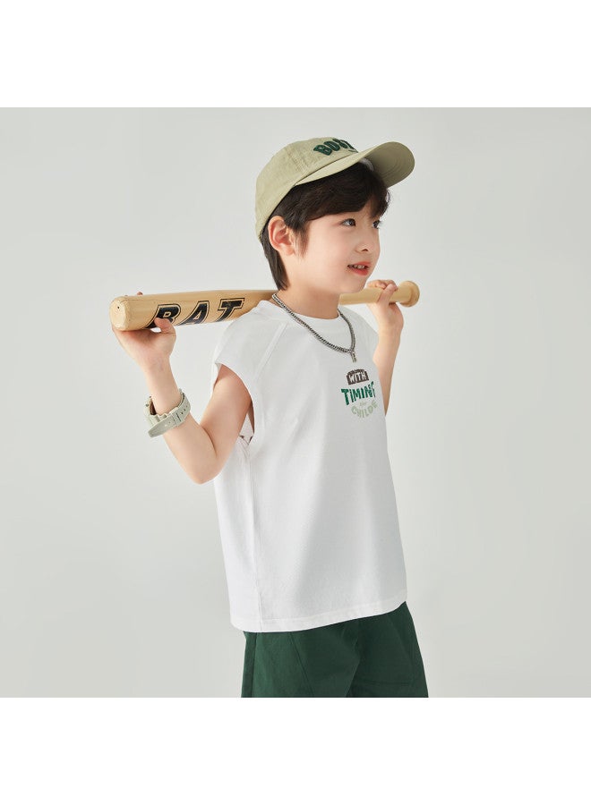 Soft And Comfortable, Cool And Non-sticky】boys' Sleeveless Vests 2025 Summer Children's Sleepless Printed T-shirts - Image 3