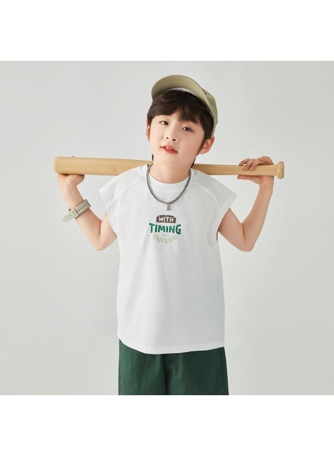 Soft And Comfortable, Cool And Non-sticky】boys' Sleeveless Vests 2025 Summer Children's Sleepless Printed T-shirts - Image 5