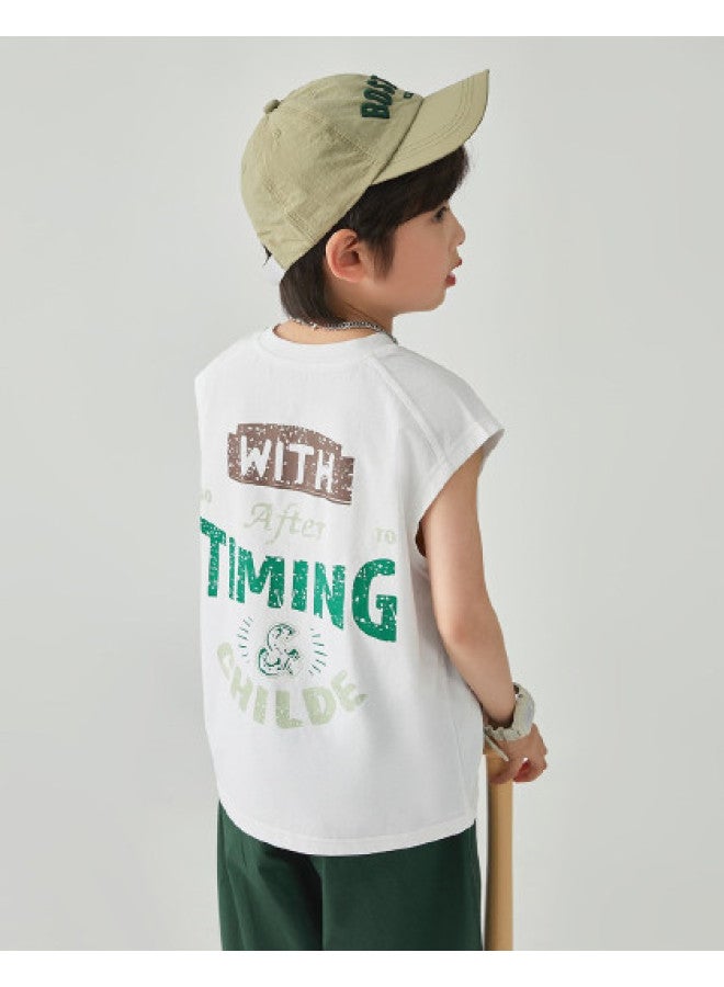Soft And Comfortable, Cool And Non-sticky】boys' Sleeveless Vests 2025 Summer Children's Sleepless Printed T-shirts - Image 1