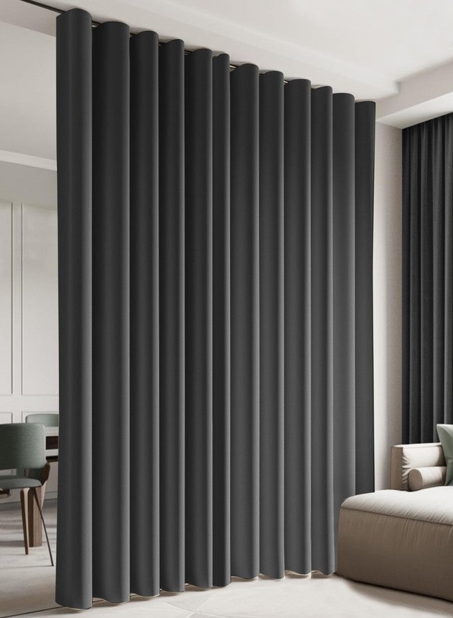 Cbsroro Room Divider Blackout Curtain Track Curtains Wall Dividers Panels Screen for Living Rooms Bedroom Office Privacy Partition Separation, W100 × L96 Inch,1 Panel, Black - Image 1