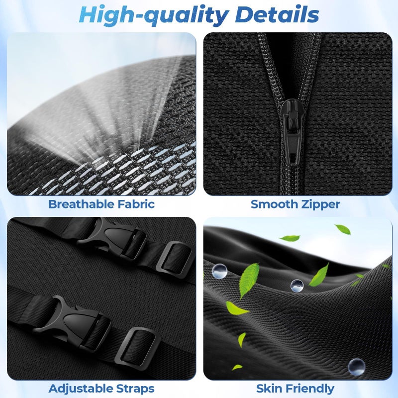 DailyCuddles Lumbar Support Pillow for Office Chair Back Support - Memory Foam Lumbar Pillow for Car or Gaming Chair, Ergonomic Back Cushion with Adjustable Strap for Long-Hour Sitting (Black) - Image 4