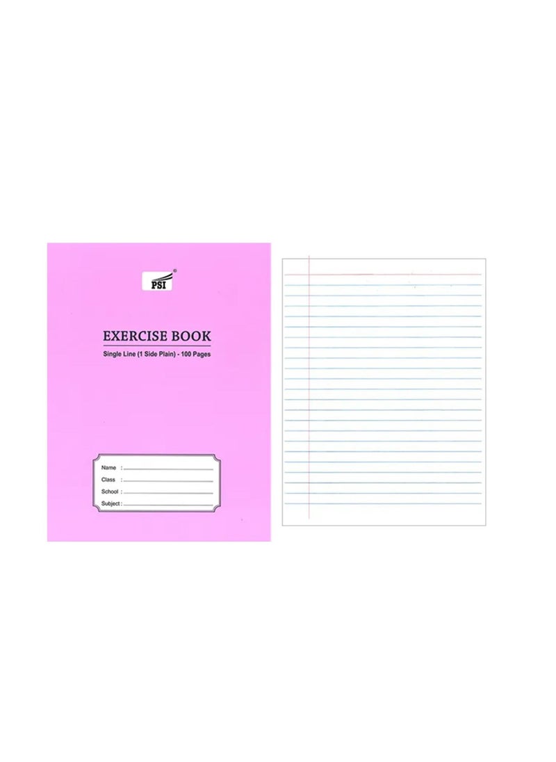 Psi - 6-Piece Single Line Exercise Notebook With One Side Plain 100 Pages - Image 1