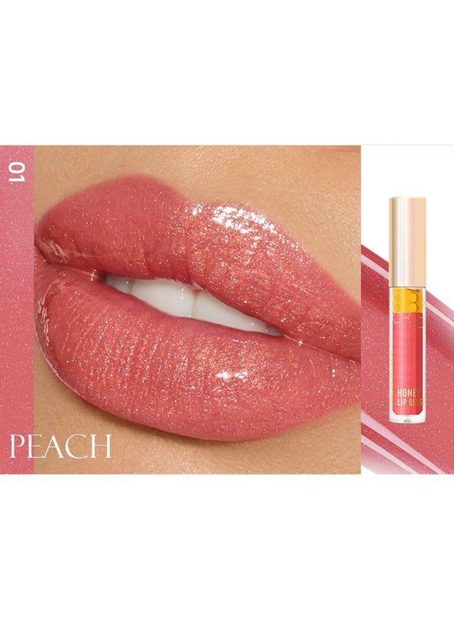 JULIA POP Sweet Honey Moisturizing Lip Gloss，High Shine Hydrating Transparent with Honey Lip Moisturizing Treatment Nourishing Lip Gloss Non Sticky Lip Care Long Lasting Shiny Texture Lip Care Oil #01  - Image 2