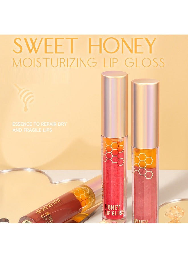 JULIA POP Sweet Honey Moisturizing Lip Gloss，High Shine Hydrating Transparent with Honey Lip Moisturizing Treatment Nourishing Lip Gloss Non Sticky Lip Care Long Lasting Shiny Texture Lip Care Oil #01  - Image 5
