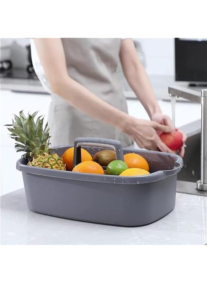 MIXDE 2 Pack Large Cleaning Supplies Organizer with Handle Portable Shower Caddy Basket Plastic Bucket Tool Storage for Bathroom, Bedroom, Kitchen, College Dorm, Under Sink, Garden (Dark grey) - Image 2