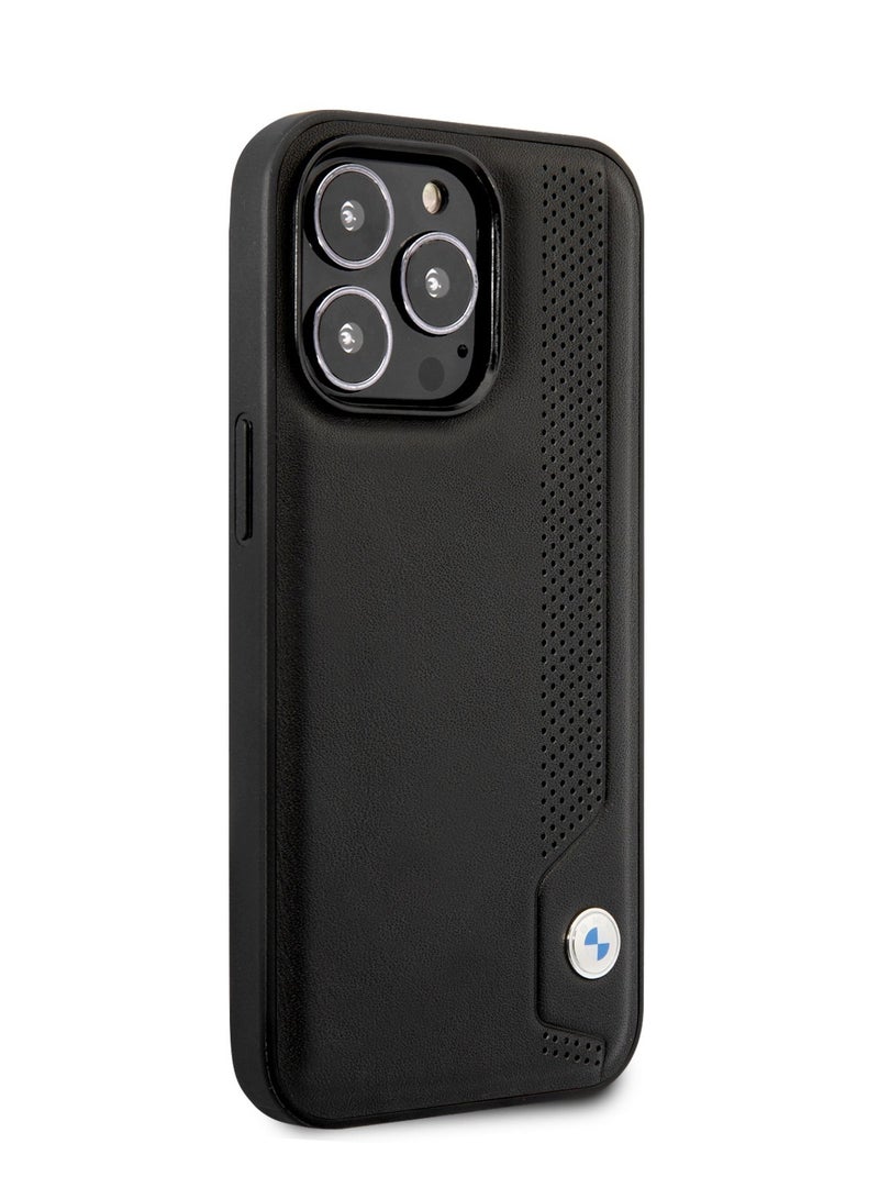 BMW Signature Collection Genuine Leather Case Hot Stamp Line And Blue Dots - Black - Image 2