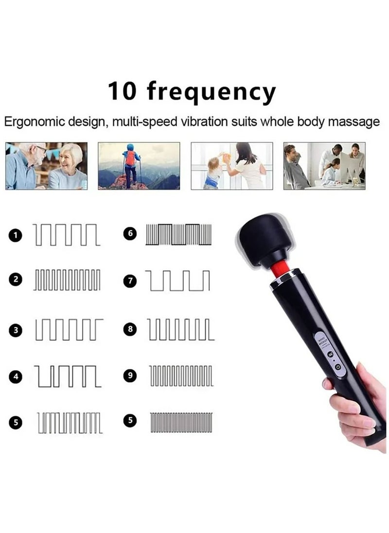 Arabest - Cordless Massager, Handheld Back Massager Wand with 10 Powerful Vibrations, Electric Personal Massager for Deep Full Body Massage and Pain Relief (Black) - Image 1