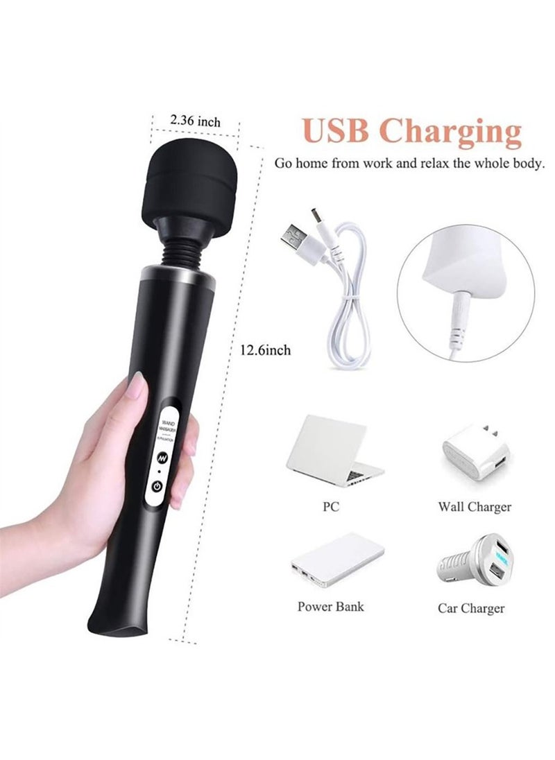 Arabest - Cordless Massager, Handheld Back Massager Wand with 10 Powerful Vibrations, Electric Personal Massager for Deep Full Body Massage and Pain Relief (Black) - Image 1