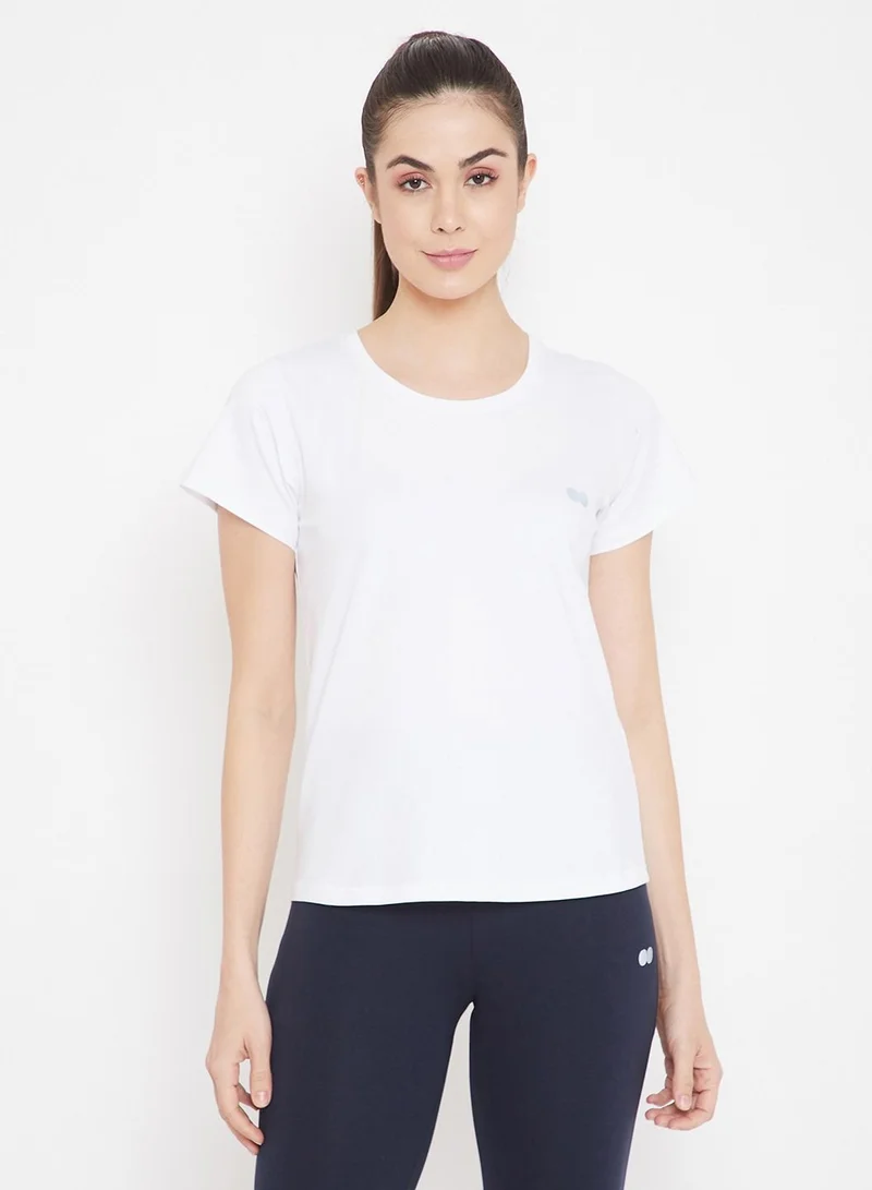 كلوفيا Clovia Comfort Fit Active T-shirt In White - Cotton Rich