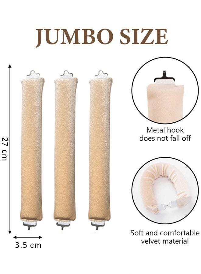 3 pcs Overnight Curlers — Heatless Satin Curling Rods, Suitable for Long and Short Hair; Effortlessly Style and Care for Your Hair While You Sleep (Cream White) - Image 2